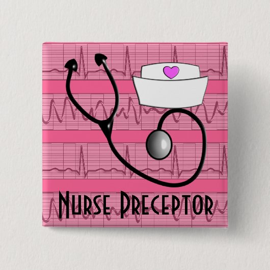 Nurse preceptor Buttonnen Hartritmeontwerp Vierkante Button 5,1 Cm (Voorkant)