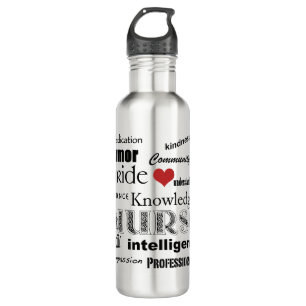 Nurse Pride-Attributen/Black Text+Red Heart Waterfles