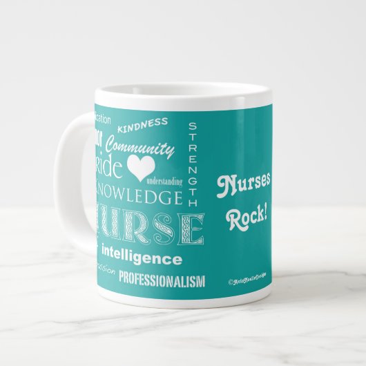 Nurse Pride-Attributes/Turquoise Jumbo Beker (Voorkant links)