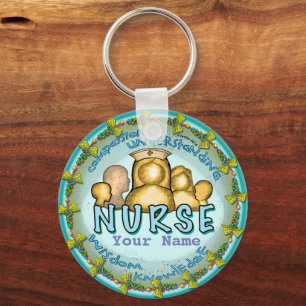 Nurse Rainbow Motto custom name keychain