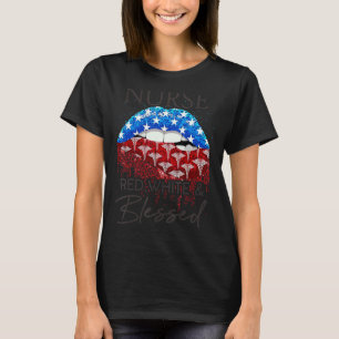 Nurse Red White en versleten op 4 juli Fun America T-shirt
