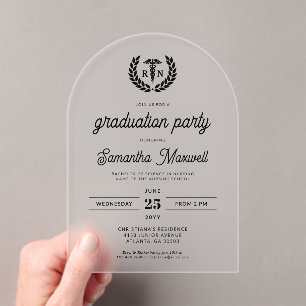 Nurse RN BSN Nursing School Graduation Party Acryl Uitnodigingen