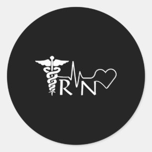 Nurse Rn Heartbeat Afstuderen Vrouwen Gift Ronde Sticker