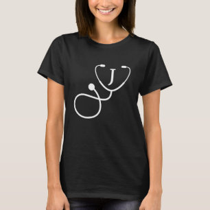 Nurse RN LPN Doctor Stethoscoop met Initiaal J T-shirt