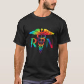 Nurse RN Ocean Tie Dye Rainbow Hippie Costume Hipp T-shirt (Voorkant)