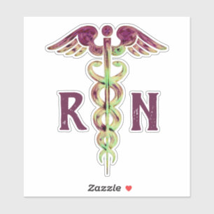 Nurse RN Paarse Caduceus Medical Vinylstickers Sticker