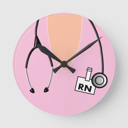 Nurse RN Scrub Pink  Ronde Klok (Voorkant)