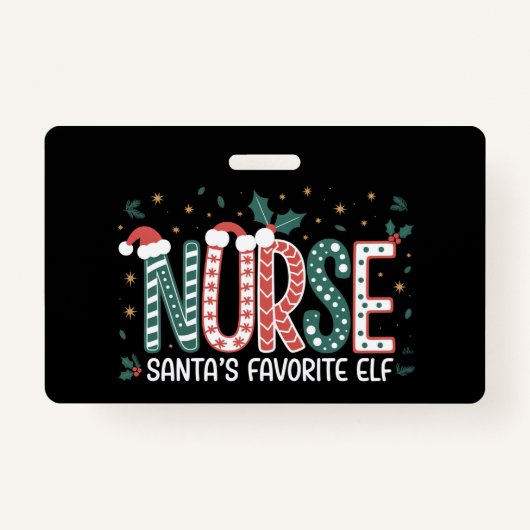 Nurse Santa's Favoriete Elf Kerst Inspirerend Badge (Voorkant)