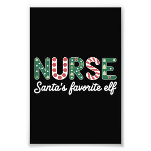 Nurse Santa's Favoriete Elf Leven Verpleegster Dag Foto Afdruk
