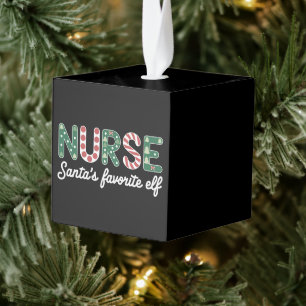 Nurse Santa's favoriete Elf Life-verpleegster-dagg Kubus Ornament