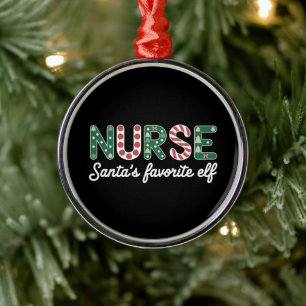 Nurse Santa's favoriete elfenleven verpleegstersda Metalen Ornament