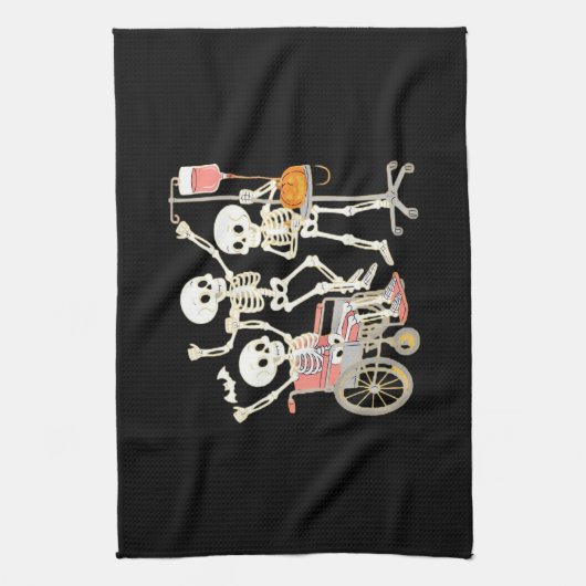 Nurse Skeleton Funny Halloween Healthcare Essentia Theedoek (Verticaal)