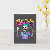 Nurse Skeleton New Year Crew 2026 Funny Er Icu Eve Kaart (Gele Bloem)