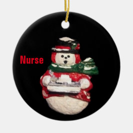 NURSE SNOWMAN COLLECTOR CHRISTMAS KERAMISCH ORNAMENT