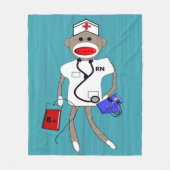 Nurse Sock Monkey Fleece Blanket (Voorkant)