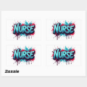 Nurse Splash-typografie Rechthoekige Sticker (Vel)