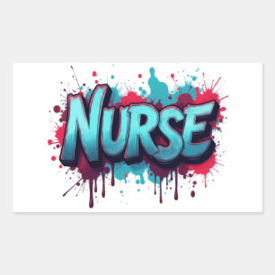Nurse Splash-typografie Rechthoekige Sticker