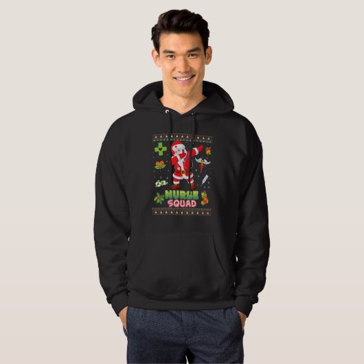 Nurse Squad Dabbing Santa Christmas Sweater Ugly M (Voorkant volledig)