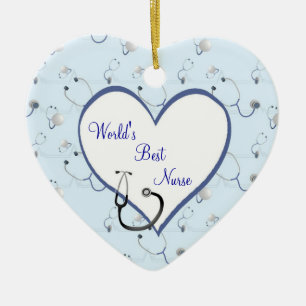 Nurse Stethoscoop kerst hartversiering Keramisch Ornament
