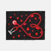 Nurse Stethoscope Heart Valentine's Day Nursing  Fleece Deken (Voorkant (Horizontaal))
