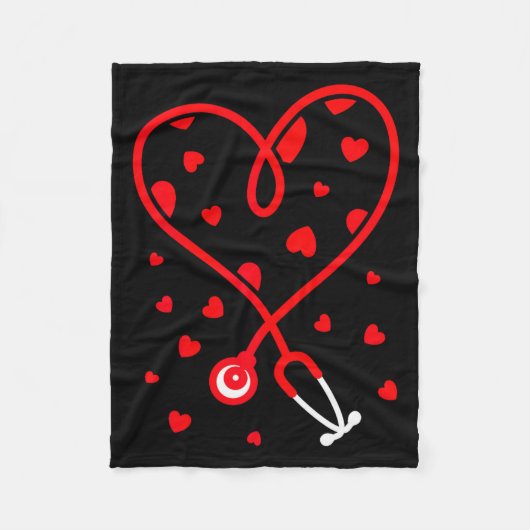 Nurse Stethoscope Heart Valentine's Day Nursing  Fleece Deken (Voorkant)