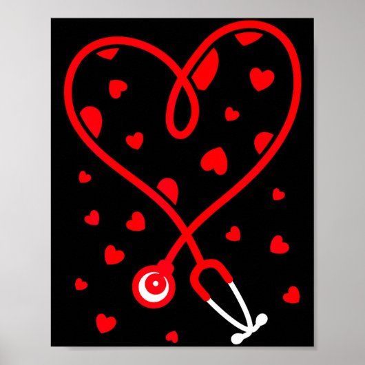 Nurse Stethoscope Heart Valentine's Day Nursing  Poster (Voorkant)
