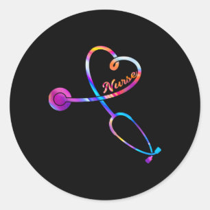 Nurse Stethoscope Heartbeat EKG Nursing Student GR Ronde Sticker