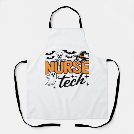 Nurse Tech - Halloween - met skelet, heks, en Schort (Voorkant)