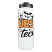 Nurse Tech - Halloween - met skelet, heks, en Thermosbeker (Voorkant)