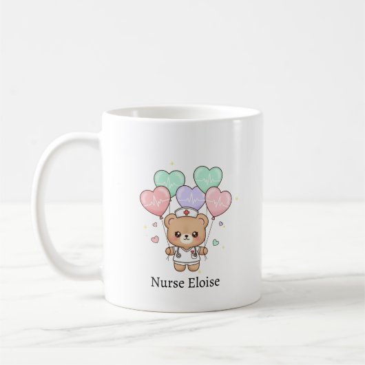 Nurse Teddy Bear – Custom Name Gift for Nurses Koffiemok (Links)