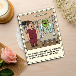 Nurse Treats Patient With Frog Head Get Well Briefkaart