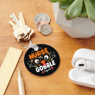 Nurse Turkey Gobble Squad Thanksgiving Nursing Sleutelhanger