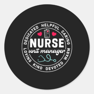 Nurse Unit Manager Waardering Hart Stethoscoop Ronde Sticker