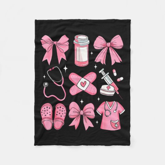 Nurse Valentines Day Coquette Bow Valentine Nurse  Fleece Deken (Voorkant)