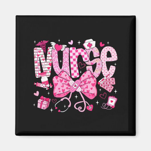 Nurse Valentine's Day Heart Stethoscope Er Icu Nic Magneet (Voorkant)