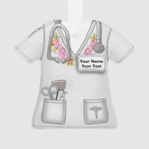 Nurse White Roses medische scrubs ornament