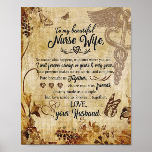 Nurse Wife Gifts   Brief aan mijn mooie vrouw Poster
