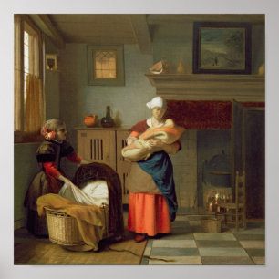 Nursemide met baby in het binnenland poster