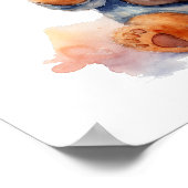 Nursery Art Poster Teddy Bear Gitaar Linkshandig (Hoek)