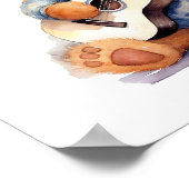 Nursery Art Poster Teddy Bear Gitaar Rechtshandig (Hoek)