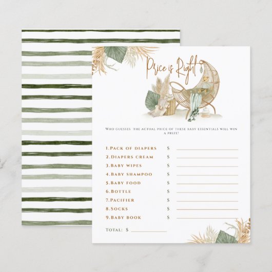 Nursery Boho Modern Baby shower game (Voorkant / Achterkant)