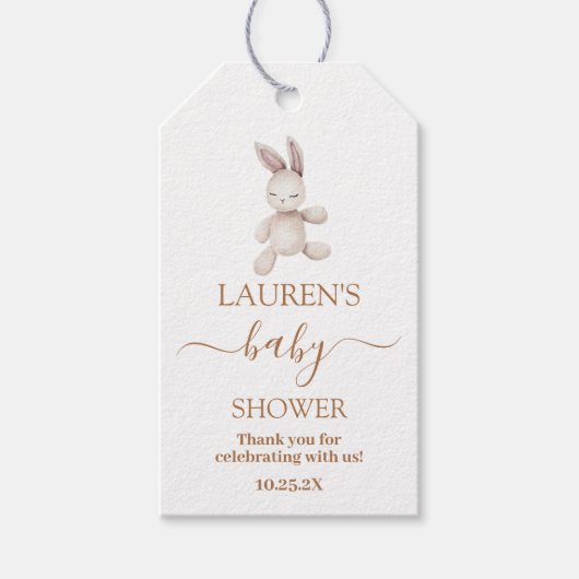 Nursery Bunny Baby shower Gift Label Cadeaulabel (Voorkant)