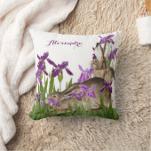 Nursery Bunny Rabbit Paarse Iris Floral Kussen (Deken)