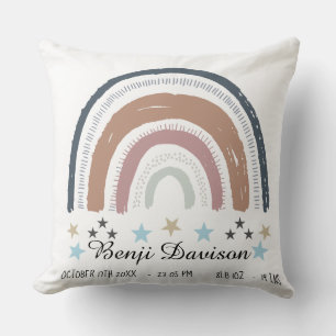 Nursery Cushion Birth Record Rainbow Stars Kussen
