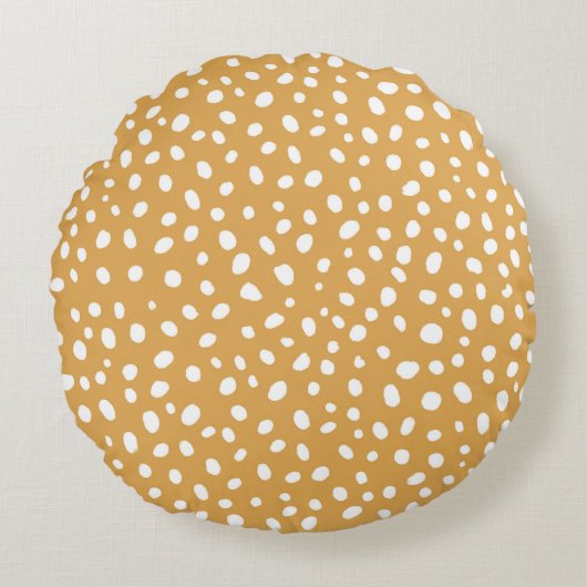 Nursery Cute Yellow Polka Dot Baby Rond Kussen (Voorkant)
