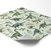 Nursery de dinosaures | Art mural vert | Imprimabl (Coin)