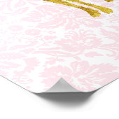 Nursery Decor Gold Deer Girly Pink Damask Poster (Hoek)