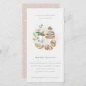 Nursery Essential rose Girl Invitation Baby shower (Devant / Derrière)