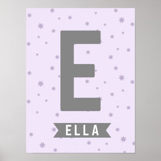 Nursery Initiaal + Name Print - Stars (Voorkant)