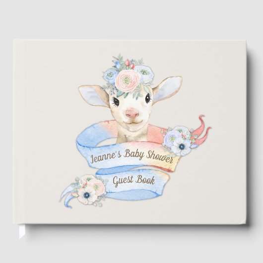 Nursery Lamb Pink Blue Baby Gastenboek (Voorkant)